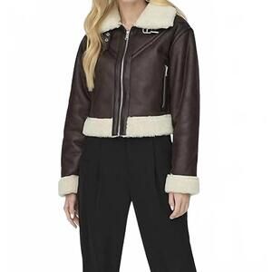 NEW OLIVACEOUS topsfield fur contrast jacket in mole